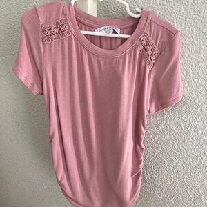 Mossimo Supply Co. Short Sleeve Pink Top with Lace Accents